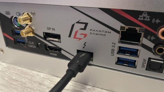 Thunderbolt cable in rear of PC