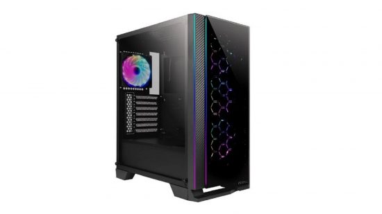Gaming PC case with rear LED fan
